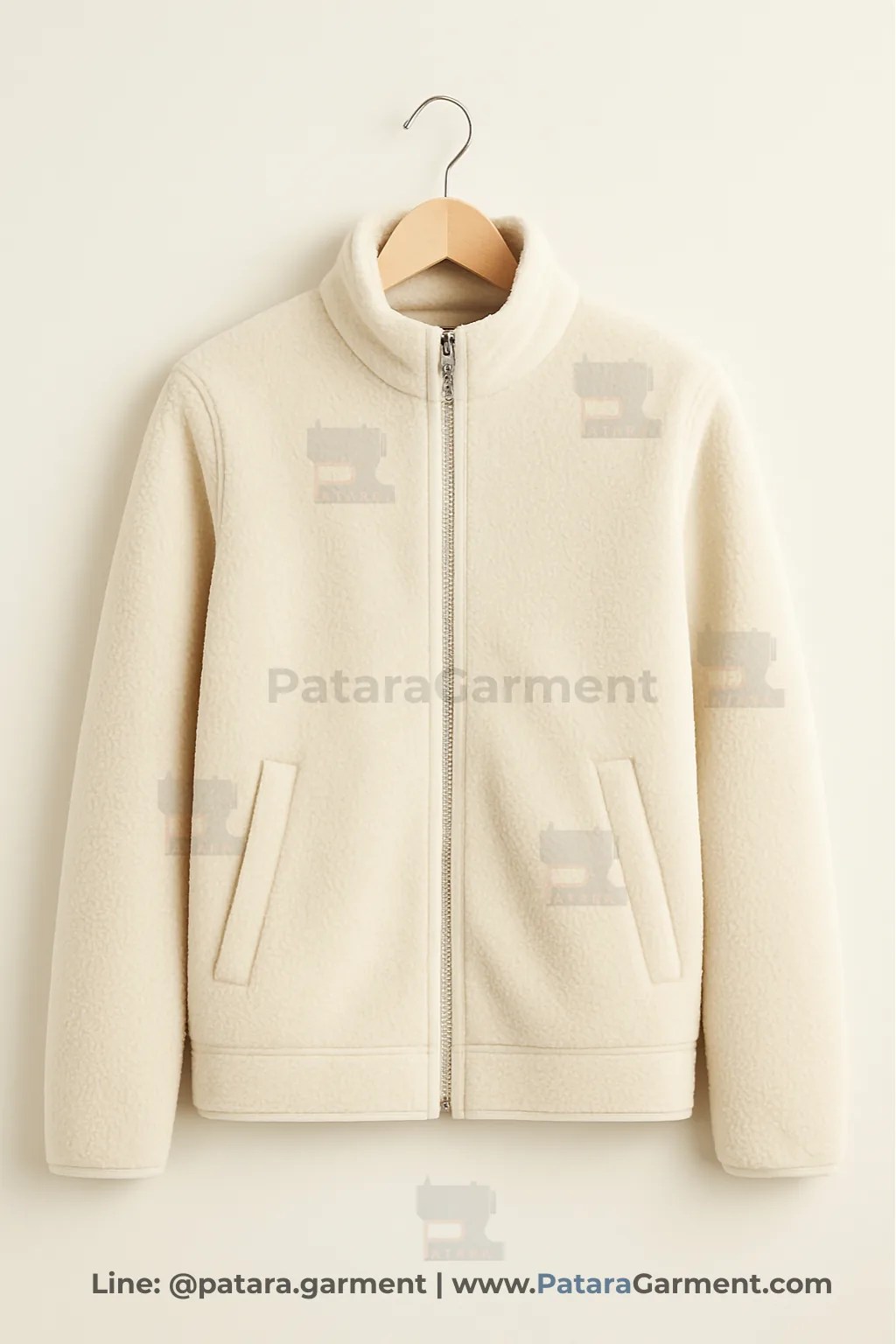 เสื้อเชอร์ปาฟลีซสีครีม J047 เรียบหรู น้ำหนักเบา อุ่นนุ่ม (เลือกสี/ปักโลโก้ได้) รับผลิตโดยภัทร การ์เม้นท์