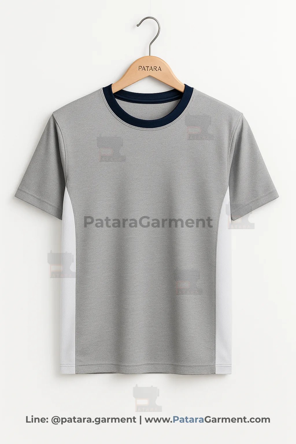 เสื้อยืดดรายฟิตทูโทน เทา–ขาว คอกรมท่า รุ่น U009 | สั่งผลิตเสื้อกิจกรรม/ทีมงาน Made to Order กับ ภัทร การ์เม้นท์