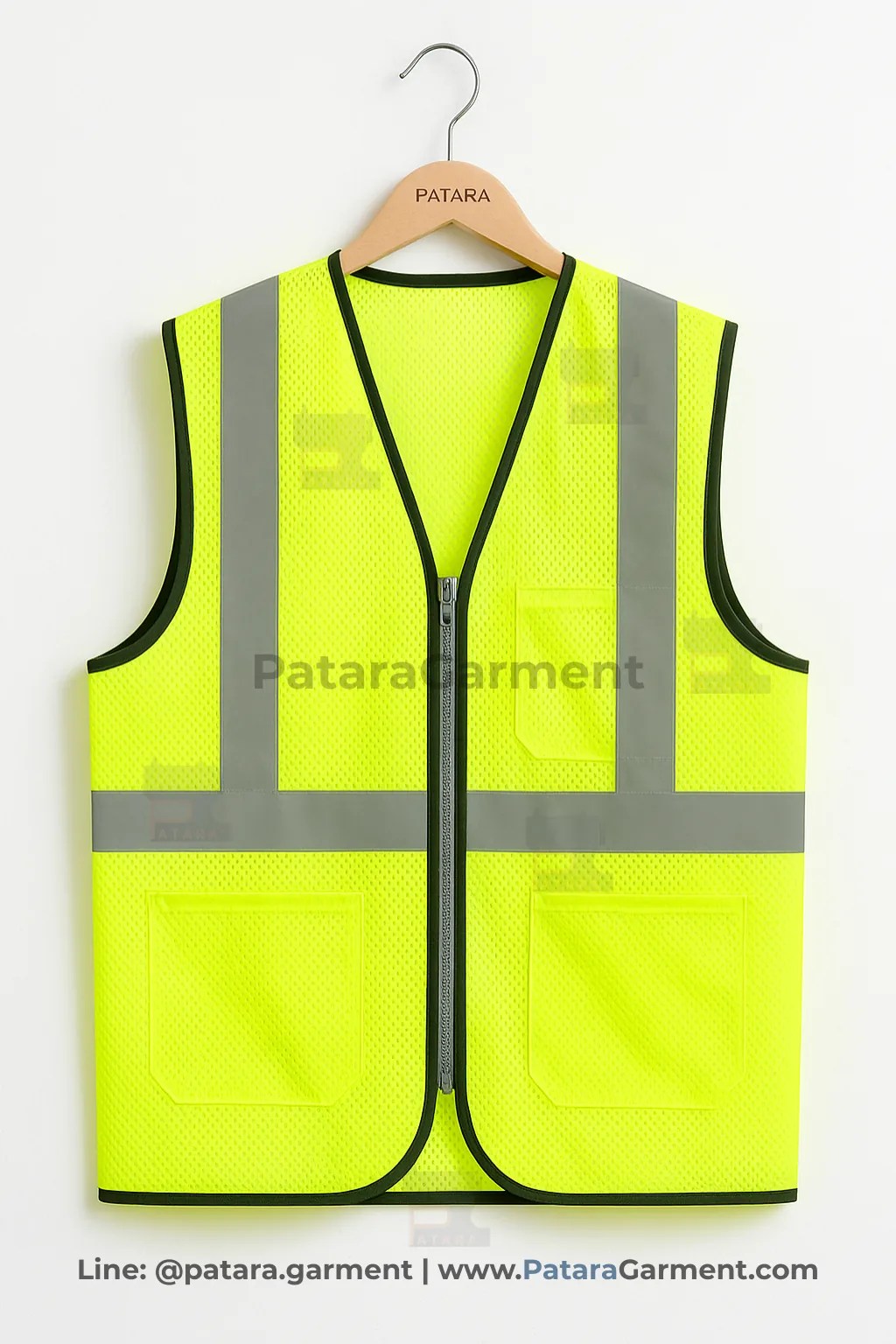 เสื้อกั๊กเซฟตี้สะท้อนแสง สีเหลืองมะนาว EN20471 รุ่น U015 | สั่งผลิตเสื้อกั๊กนิรภัย Made to Order กับ ภัทร การ์เม้นท์