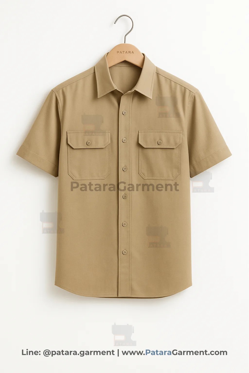 เสื้อยูนิฟอร์มช่างแขนสั้นสีกากี รุ่น U019 | รับผลิตเสื้อคลังสินค้า/ภาคสนาม Made to Order กับ ภัทร การ์เม้นท์