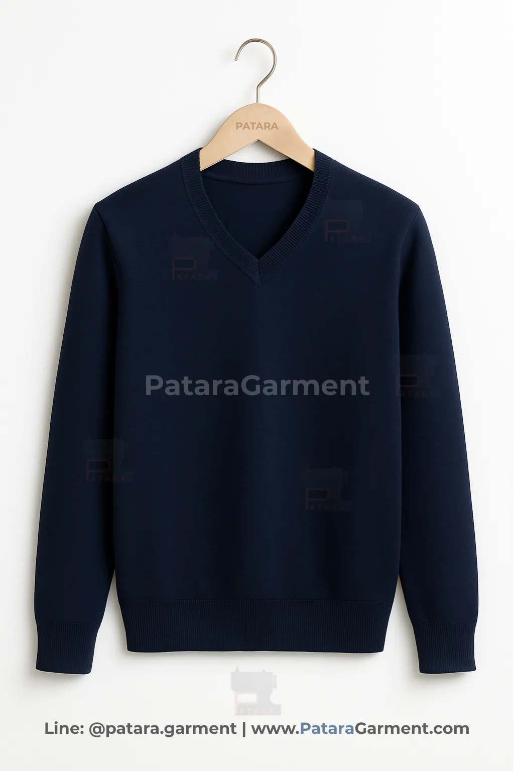 สเวตเตอร์คอวีสีกรมท่า ยูนิฟอร์ม รุ่น U027 | ผลิตสเวตเตอร์องค์กร Made to Order โดย ภัทร การ์เม้นท์