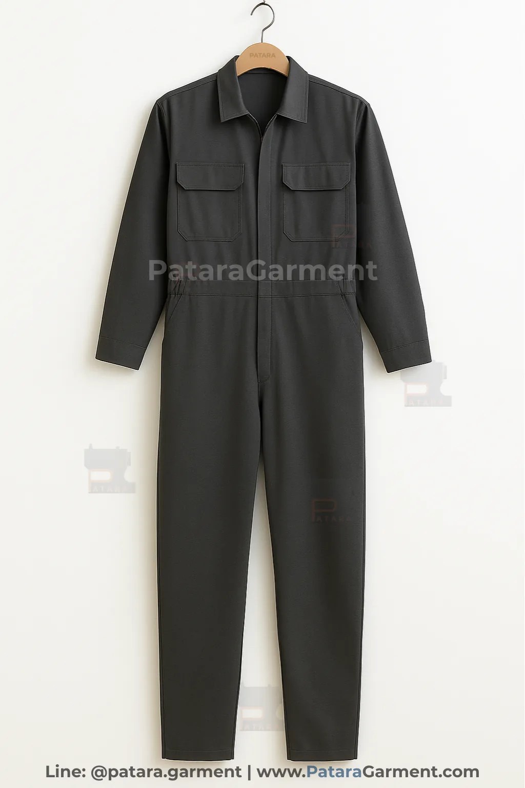 ชุดหมีช่างสีเทาเข้ม ทรงมาตรฐาน รุ่น U031 | รับผลิตชุดหมีช่าง Made to Order โรงงานไทย โดย ภัทร การ์เม้นท์